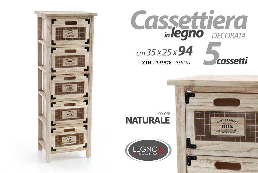 Il Numero Del Risparmio Cassettiera Decorata In Legno Con Cassetti