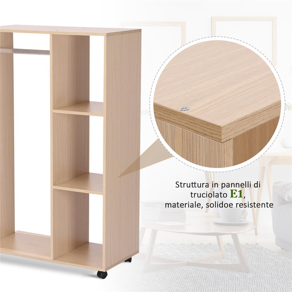 Il numero 1 del risparmio-MOBILE APERTO CON STAND APPENDIABITI E 3 RIPIANI 80 X 40 X 128 CM