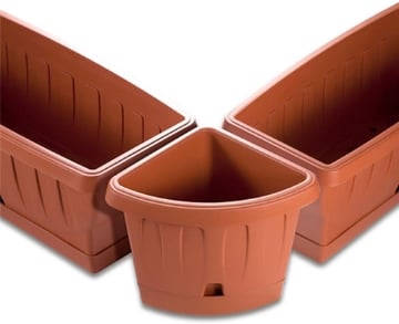 VASO ANGOLARE VICTORIA CON SELF WATERER PIATTINO TERRACOTTA 40 X 54 X 45 CM