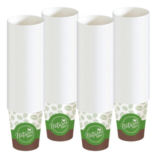 Made in Italy 50 Bicchieri in Carta da 200ml Riciclabili Monouso Cartoncino Biodegradabile Compostabile per Acqua caffè Thè Cioccolata Calda Bevande