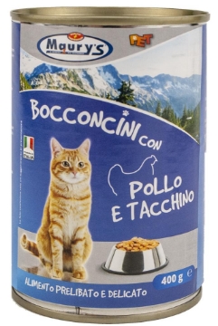 MAURY'S CAT BOCCONCINI CON POLLO E TACCHINO 400 GR