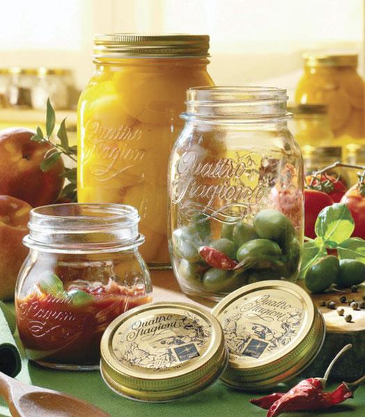 Gouveo Set 24 Barattoli Per Conserve 200 Ml - Vetro Con Coperchio Twist-Off A Quadri Blu E Bianco