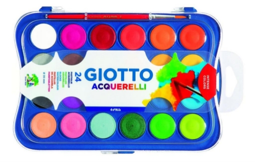 Acquerelli Giotto Glitter. Confezione 8 colori assortiti + Pennello -  Giotto - Cartoleria e scuola