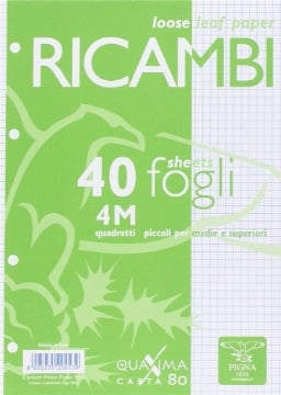 RICAMBI QUAXIMA CARTA A5 40 FOGLI 4 MM
