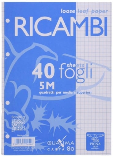 Il numero 1 del risparmio-RICAMBI QUAXIMA CARTA A5 40 FOGLI 5 MM