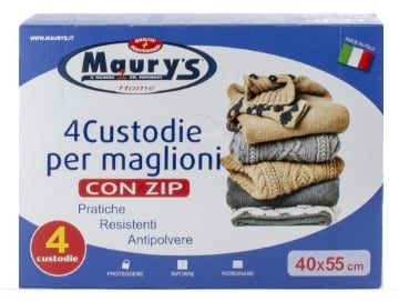 MAURY'S CUSTODIA PER MAGLIONI CON ZIP 4 PZ 40 X 55 CM