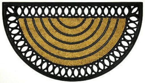 Zerbino a mezzaluna 60x90 cm in fibra coir con motivo geometrico