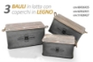 3 BAULI IN LATTA CON COPERCHIO IN LEGNO 68X36X35 CM 62X32X31 CM 51X28X27 CM