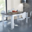 TAVOLO GEMMA ALLUNGABILE 160/200 X 90 X H75CM BIANCO E GRIGIO EFFETTO CEMENTO