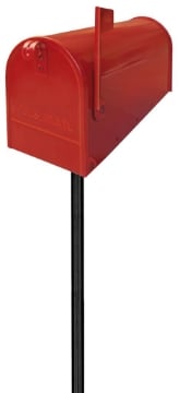 CASSETTA POSTALE SERIE AMERICA ROSSA 17 X 48 X H22  CON PALO DI SUPPORTO ALUBOX