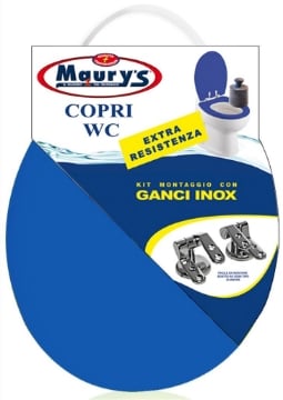 MAURY'S COPRI WATER WC BLU KIT DI MONTAGGIO CON GANCI INOX EXTRA RESISTENTE
