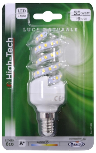 HIGH-TECH LAMPADA LED SPIRALE E27 9W LUCE NATURALE 4000K 810 LUMEN