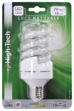 HIGH-TECH LAMPADA LED SPIRALE E27 12W LUCE NATURALE 4000K 1080 LUMEN