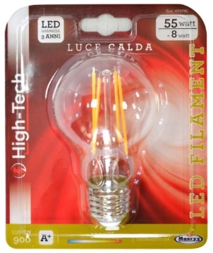 HIGH-TECH LAMPADINA LED SAMSUNG GLOBO FILAMENTO E27 8W LUCE CALDA 3000K 900LM