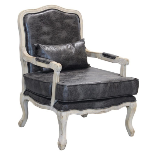 POLTRONA CHRISTY IN ECOPELLE VINTAGE DI COLORE GRIGIO
