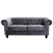 DIVANO A 2  POSTI CHESTERFIELD IN VELLUTO COLORE GRIGIO