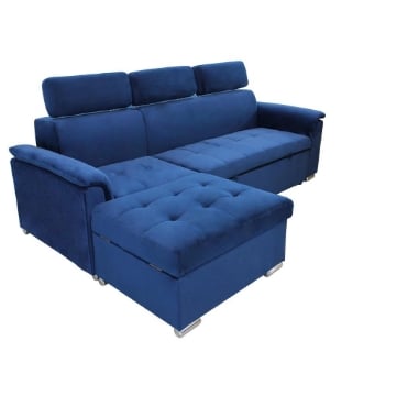 DIVANO LETTO DERRICK CON POGGIATESTA IN COLORE BLU