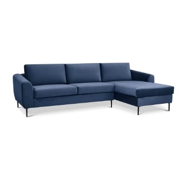 DIVANO CON CHAISE LONGUE GREGORY IN COLORE BLU