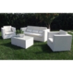 SALOTTO ACAPULCO IN WICKER CON DIVANO, POLTRONE E TAVOLINO BIANCO