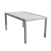 TAVOLO AZORE IN ACCIAIO E WICKER GRIGIO CHIARO 150 X 90CM