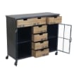 MOBILE CADEN IN ACCIAIO E LEGNO 98,5 X 38,5 X H84 CM CON RUOTE