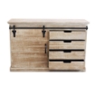 MOBILE COLUM IN LEGNO NATURALE CON ANTA E 4 CASSETTI 124 X 43 X H81,5 CM