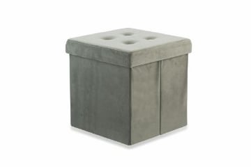 Pouf contenitore quadrato multiuso richiudibile 38x38xh38 cm da interno in  tessuto effetto velluto con seduta paillettes