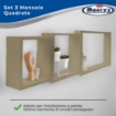 MAURY'S SET 3 MENSOLE QUADRATE IN LEGNO COLORE MARRONE