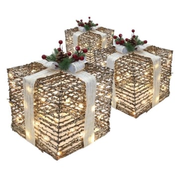 MAURY'S SET 3 PACCHI FOREST CON 40 MICROLED 25 X 25 X 25 CM