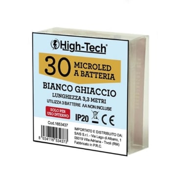 HIGH-TECH FILO CON 30 MICROLED A BATTERIA IN COLORE BIANCO GHIACCIO