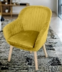 POLTRONA CON SEDUTA IN VELLUTO E GAMBE IN LEGNO 67X73XH81 CM COLORE GIALLO 