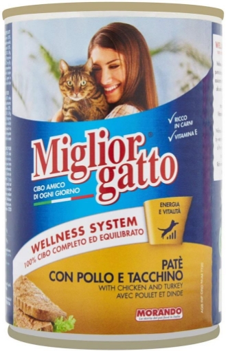 MIGLIOR GATTO PATÈ CON POLLO E TACCHINO IN CONFEZIONE DA 405 GR