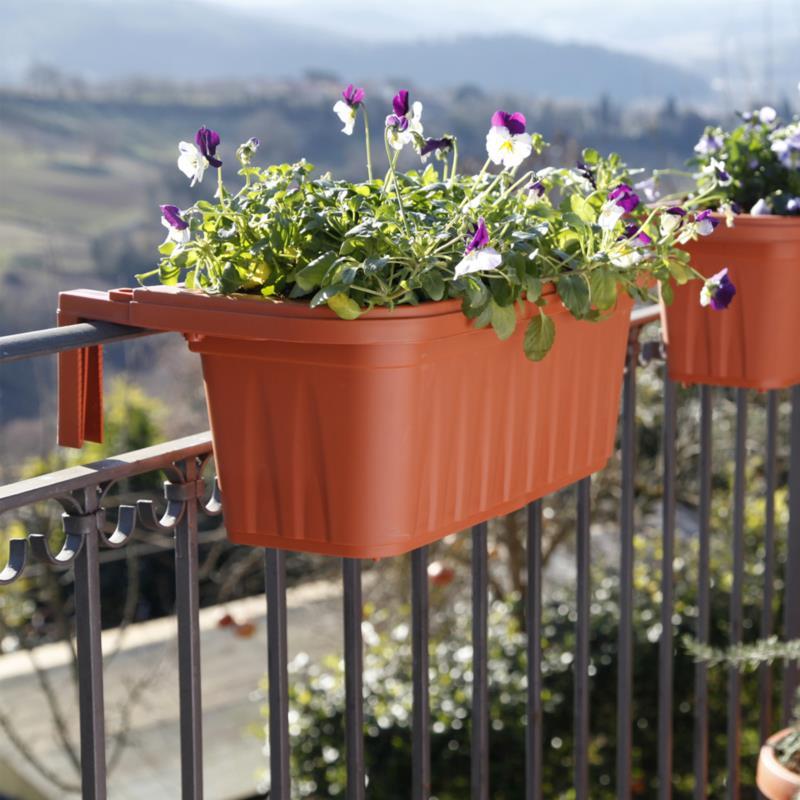 FIORIERA DA BALCONE cm 60 x 20,5 x 13 in acciaio nero porta fiori EUR