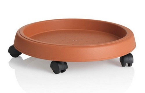 Morbuy Sottovaso Con Ruote In Metallo Per Piante - Portavaso Da Giardino Con Ruote Girevoli 360°, 30 Cm, Bianco, Carico Max 65 Kg
