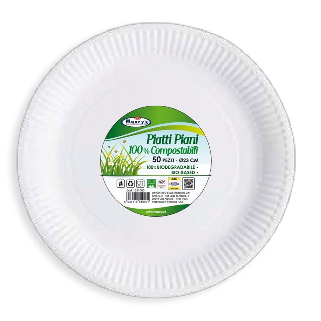 Set Da 250 Piatti Di Carta Compostabili 17,8 E 22,9 Cm – Biodegradabili Con Posate Incluse