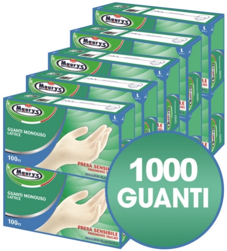 1000 MAURY'S GUANTI IN LATTICE TALCATI TAGLIA L 10X100PZ