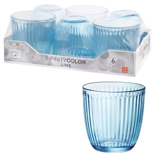 Bormioli Rocco Oriente - Set 6 Bicchieri Da Acqua Blu Freddo, Vetro Sfaccettato, Eleganti E Lavabili In Lavastoviglie