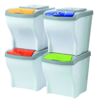 Belli & Forti Pattumiera Per Raccolta Differenziata 18 Litri, Colore Bianco, Con Pedana