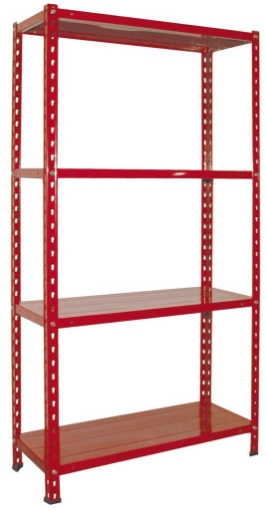 MINIKIT SCAFFALATURA IN METALLO A BULLONI 4 RIPIANI 75 X 30 X 150 - 160KG ROSSO