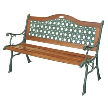 PANCHINA RATTAN ARC IN GHISA CON DOGHE IN LEGNO 126 X 60 CM 