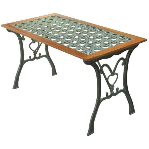 TAVOLO IN GHISA NERO ANTICATO RATTAN 110 X 55 X H 60 CM