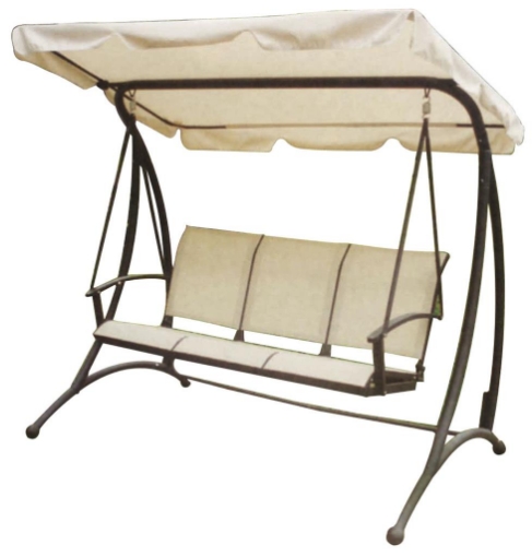 DONDOLO A 3 POSTI TRIO CON PARASPLE ORIENTABILE COLORE CREMA 198 X 118 X H172 CM