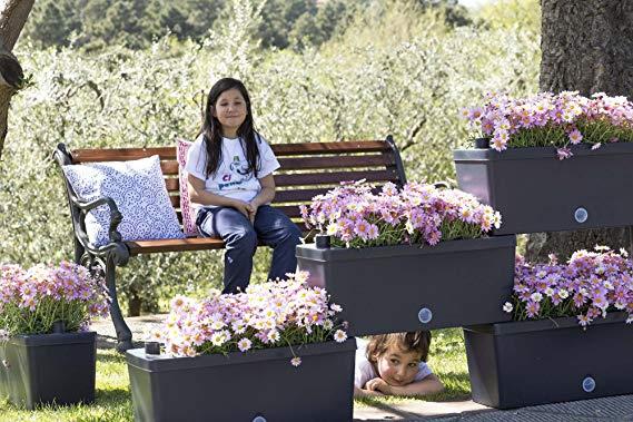Fioriera | Vasi da Giardino con Sistema di Irrigazione 4 pz Marrone