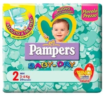 PAMPERS BABY DRY 2 MINI 3-6KG 24PZ