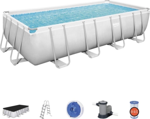 BESTWAY POWER STEEL FRAME PISCINA FUORI TERRA RETTANGOLARE 404X201X100 CM