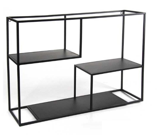 INDUSTRIAL BACHECA IN METALLO A 3 RIPIANI 80 X 23 X 55 CM DI COLORE NERO