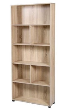 GAIA SCAFFALE LIBRERIA IN LEGNO A 5 RIPIANI 80 X 24 X 180 CM IN COLORE ROVERE