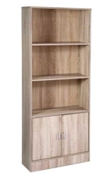 ERMES LIBRERIA IN LEGNO 60 X 24 X 170 CM COLORE NOCE CON 2 ANTE