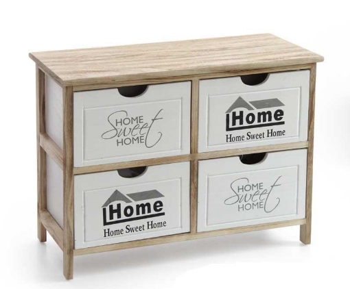 HOME SWEET HOME MOBILE IN LEGNO 4 CASSETTI 67 X 28 X H47 CM E BIANCO E NATURALE