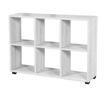 GAIA SCAFFALE LIBRERIA IN LEGNO A 6 POSTI 90 X 24 X 60 CM IN COLORE BIANCO